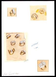 Design for rings, GIULIO ZANCOLLA  (1940s)  - Auction Jewellery, Watches, Pens - Bertolami Fine Art - Casa d'Aste