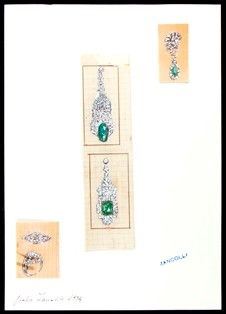 Design for drop earrings and ring, GIULIO ZANCOLLA  (1940s)  - Auction Jewellery, Watches, Pens - Bertolami Fine Art - Casa d'Aste