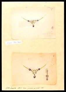 Design for necklace and earring, GIULIO ZANCOLLA  ( 1950s)  - Auction Jewellery, Watches, Pens - Bertolami Fine Art - Casa d'Aste
