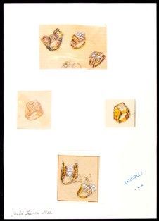 Progetti per anelli - anni '40, GIULIO ZANCOLLA  disegnatore ed orafo per BULGA...  - Asta Gioielli, orologi, argenti, penne ed altri oggetti d'arte e da collezione. - Bertolami Fine Art - Casa d'Aste