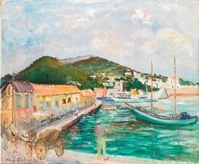 MARIO CORTIELLO (Napoli, 1907 - San Sebastiano al Vesuvio, 1981) : Porto d'Ischia, 1953...  - Auction Arte Moderna e Contemporanea - Pittura, Scultura, Arti decorative e Disegni dal XIX al XXI secolo - Bertolami Fine Art - Casa d'Aste