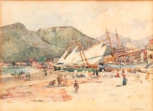 EDUARDO DALBONO (Napoli, 1841 - 1915) : Sestri Levante...  - Asta Arte Moderna e Contemporanea - Pittura, Scultura, Arti decorative e Disegni dal XIX al XXI secolo - Bertolami Fine Art - Casa d'Aste