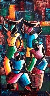 DIPINTO A COLORI SU TELA CON FIGURE FEMMINILI
Africa, seconda metà del XX secol...  - Asta Arte Asiatica, Africana e Precolombiana - Bertolami Fine Art - Casa d'Aste