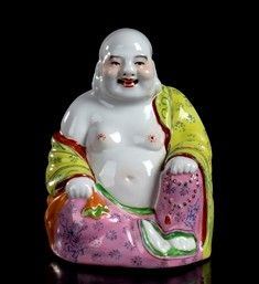 BUDAI IN PORCELLANA POLICROMA
Cina, XX secolo...  - Auction Arte Asiatica, Africana e Precolombiana - Bertolami Fine Art - Casa d'Aste