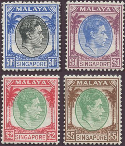 Singapore, MALAYA — prima serie con dentellature miste (1948)