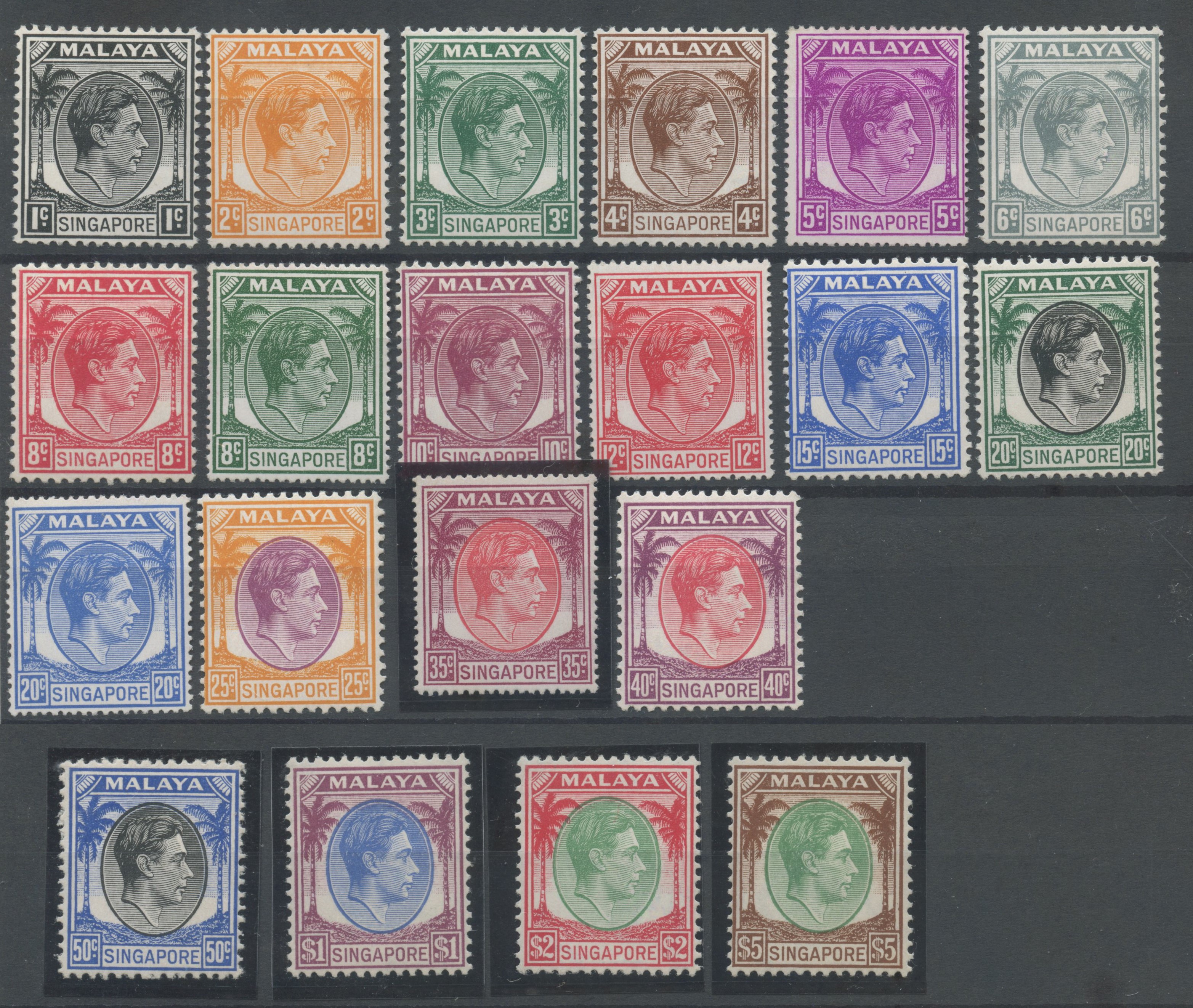 Singapore, MALAYA — prima serie con dentellature miste (1948)