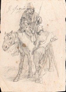 GIUSEPPE RAGGIO (Chiavari, 1823 - Roma, 1916) : Buttero a cavallo...  - Asta Arte Moderna e Contemporanea - Pittura, Scultura, Arti decorative e Disegni dal XIX al XXI secolo - Bertolami Fine Art - Casa d'Aste