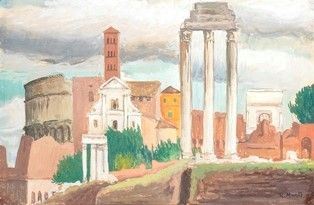 ROLANDO MONTI (Cortona, 1906 - Roma, 1991) : I fori imperiali ...  - Auction Arte Moderna e Contemporanea - Pittura, Scultura, Arti decorative e Disegni dal XIX al XXI secolo - Bertolami Fine Art - Casa d'Aste