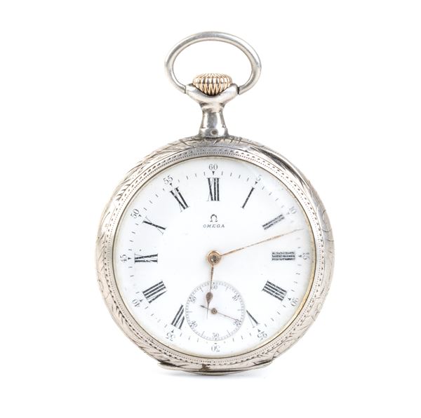 OMEGA: silver pocket watch...