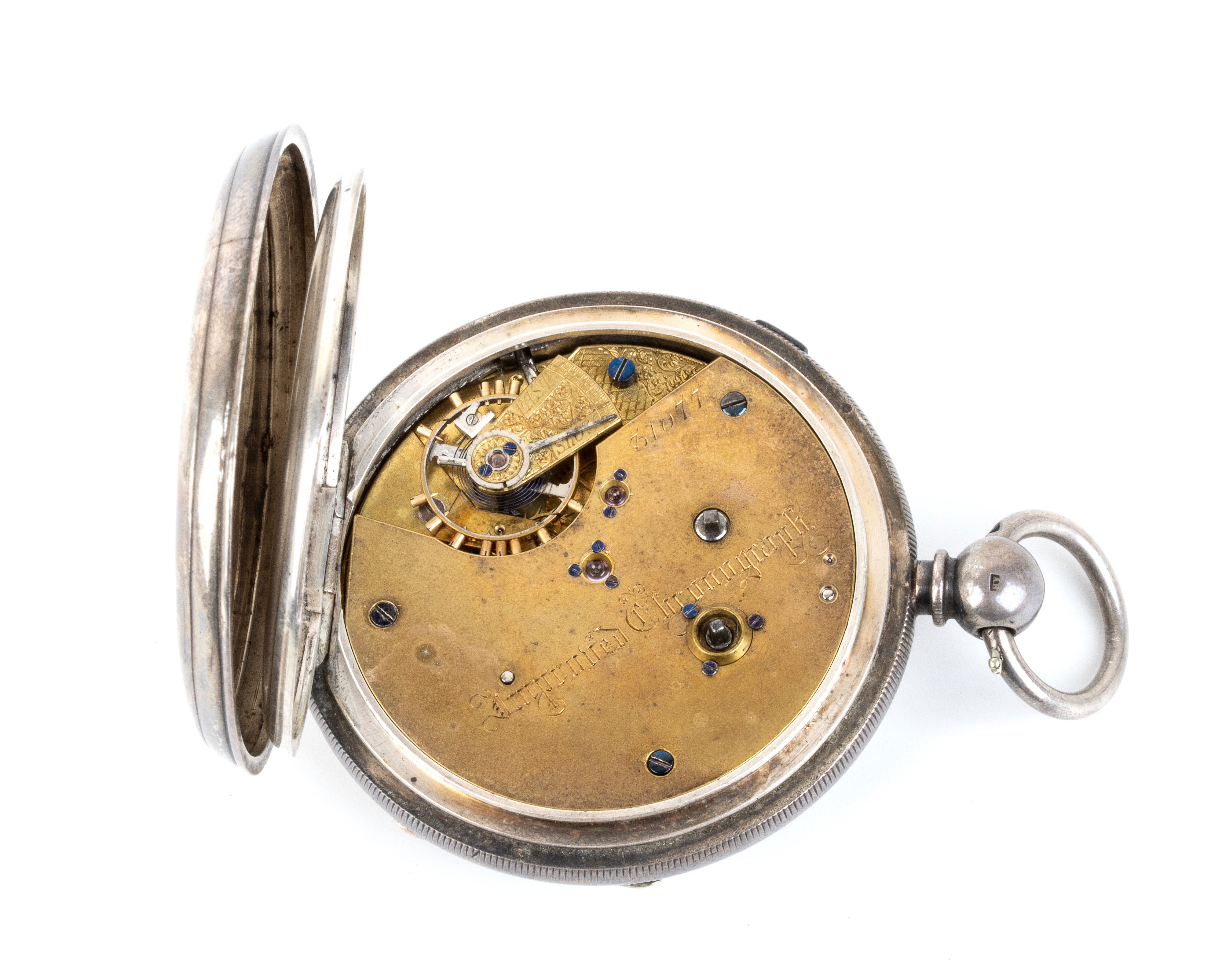 Orologio da Tasca Inglese in Argento, Cronografo 1/5 Centre Seconds – Chester 1...
