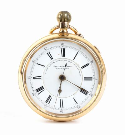 Fattorini & Sons: Orologio da Tasca Inglese, Cronografo 1/5 Centre Seconds – Bradford, Fine XIX S...