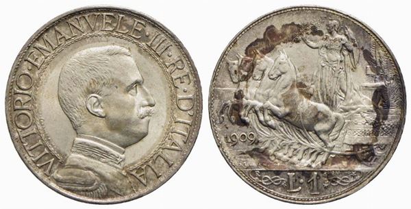 Vittorio Emanuele III (1900-1943) - Lira - 1909 Quadriga veloce - AG R Pag. 769...  - Asta Monete e medaglie moderne Italiane ed Estere - Bertolami Fine Art - Casa d'Aste