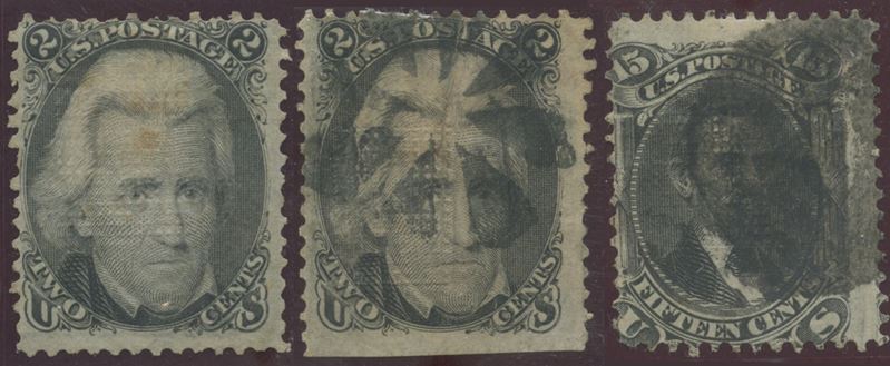 Francobolli USA, serie N. 29A e 31A con diversi tipi di griglia