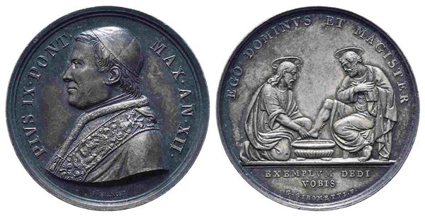 CITTA' DEL VATICANO. Stato Pontificio. Pio IX (1846-1878). Medaglia della lavan...  - Auction Monete e medaglie moderne Italiane ed Estere - Bertolami Fine Art - Casa d'Aste