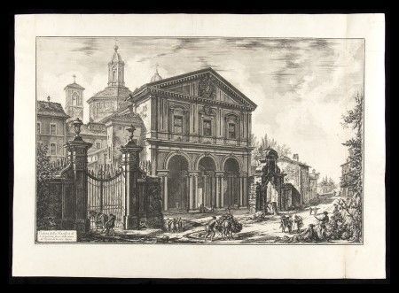 Giovanni Battista Piranesi : Veduta della Basilica di S. Sebastiano fuori delle mura di Roma, su la via Appi...  - Asta Stampe antiche, moderne e carte geografiche - Bertolami Fine Art - Casa d'Aste