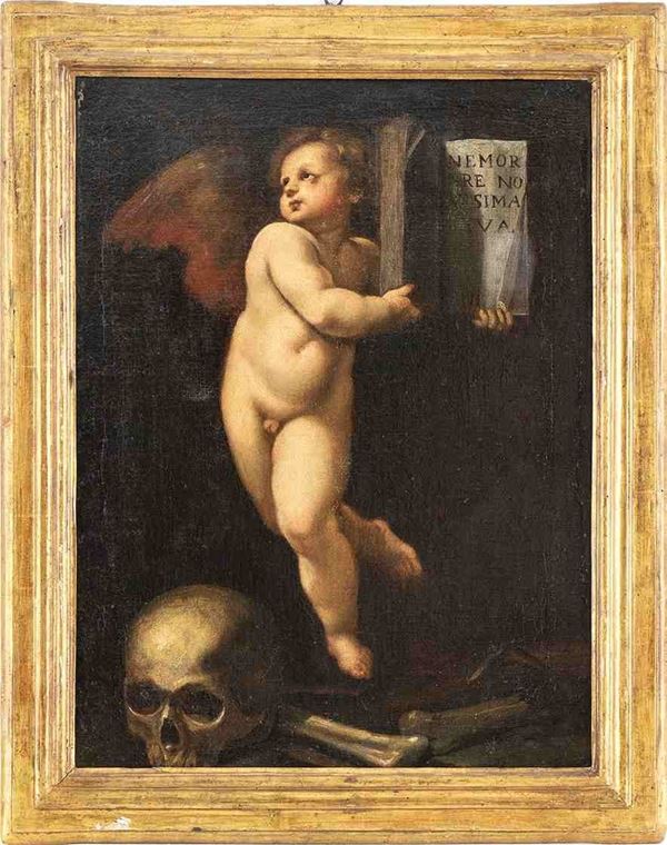 LUIGI MIRADORI DETTO IL GENOVESINO (Genova, 1605 - Cremona, 1656), ATTRIBUITO : Vanitas ...  - Auction Dipinti e disegni antichi. Secoli XVI-XIX - Bertolami Fine Art - Casa d'Aste