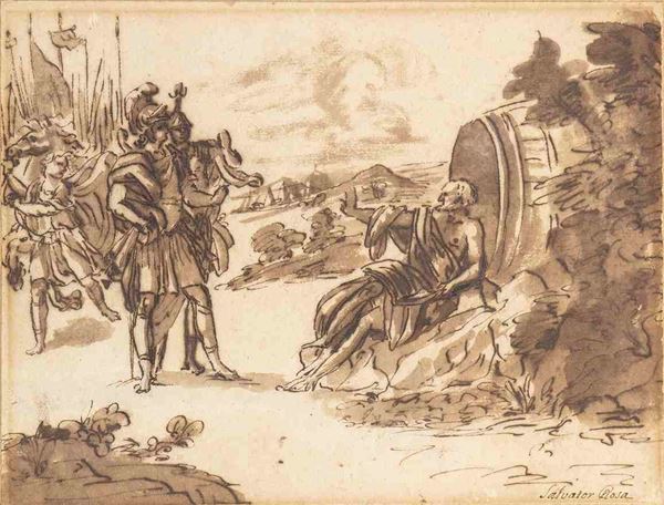 Salvator Rosa : Diogene di fronte ai soldati...  - Auction Dipinti e disegni antichi. Secoli XVI-XIX - Bertolami Fine Art - Casa d'Aste