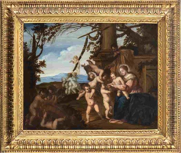 Francesco  Albani - Riposo durante la Fuga in Egitto...