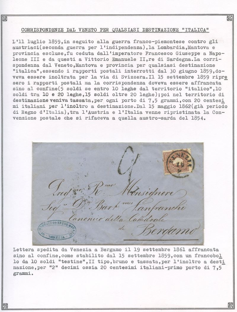 Lombardo-Veneto, III e IV emissione (1861) – insieme di francobolli