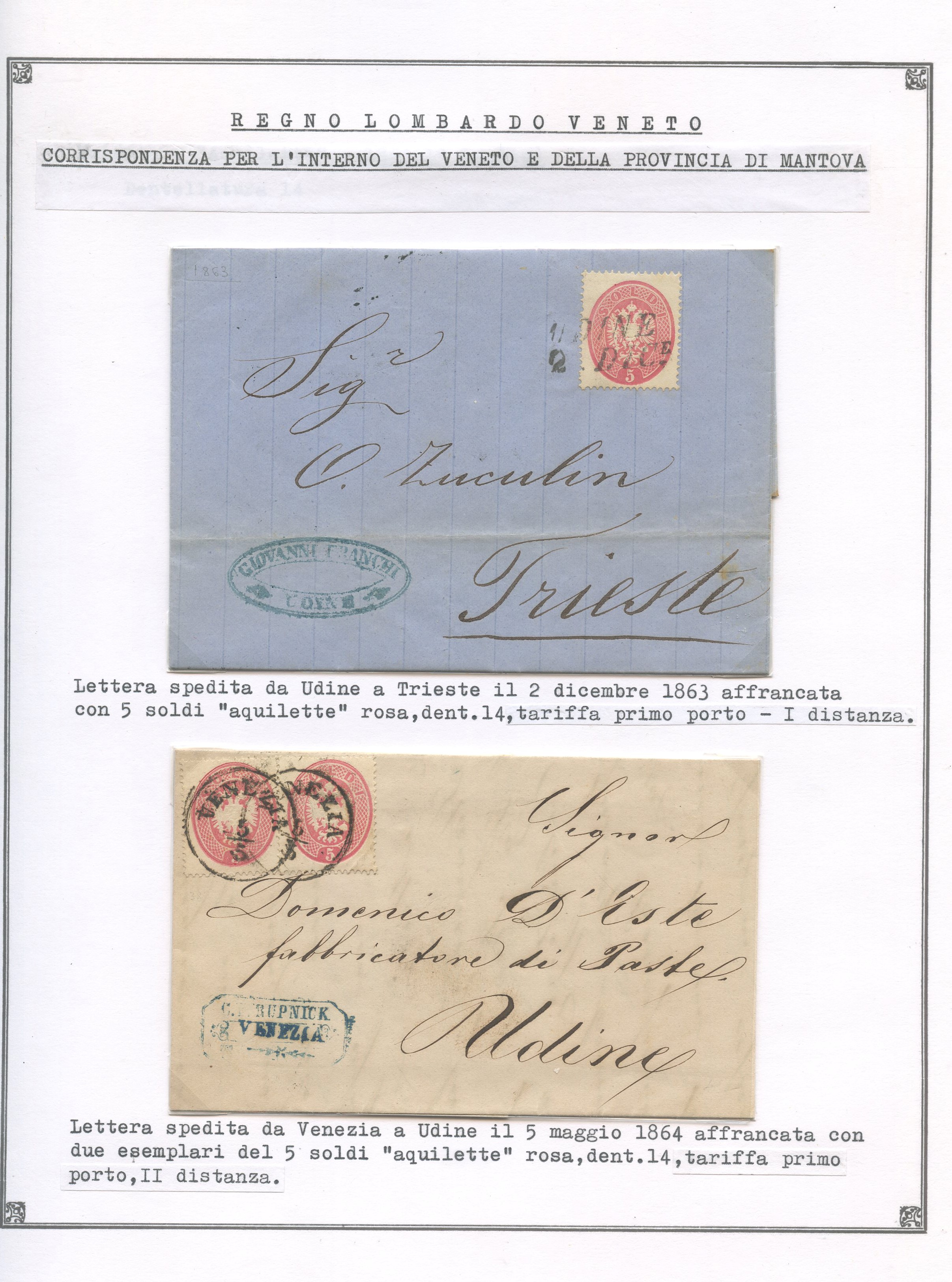 Lombardo-Veneto, III e IV emissione (1861) – insieme di francobolli