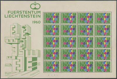 Europa, Liechtenstein, Minifoglio n. 355 (1960) nuovo con gomma originale, MNH