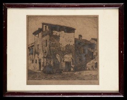 Pier Luigi Bartolucci-Alfieri : Casetta vecchia in Trastevere, 1922 ...  - Asta Stampe antiche, moderne e carte geografiche - Bertolami Fine Art - Casa d'Aste