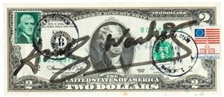 ANDY WARHOL : Two dollars (Thomas Jefferson), 1976  - 6 x 15 cm - Asta Dipinti, Disegni e Sculture dal XIX al XXI secolo e Collezione Cornelio Di Marzio - Bertolami Fine Art - Casa d'Aste