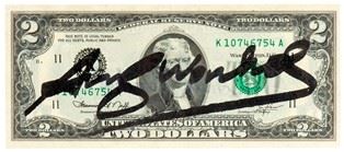 ANDY WARHOL : Two dollars (Thomas Jefferson), 1976  - 6 x 15 cm - Asta Dipinti, Disegni e Sculture dal XIX al XXI secolo e Collezione Cornelio Di Marzio - Bertolami Fine Art - Casa d'Aste