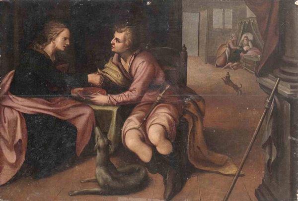 Esaù e Giacobbe...  - Asta Dipinti e disegni antichi. Secoli XVI-XIX - Bertolami Fine Art - Casa d'Aste