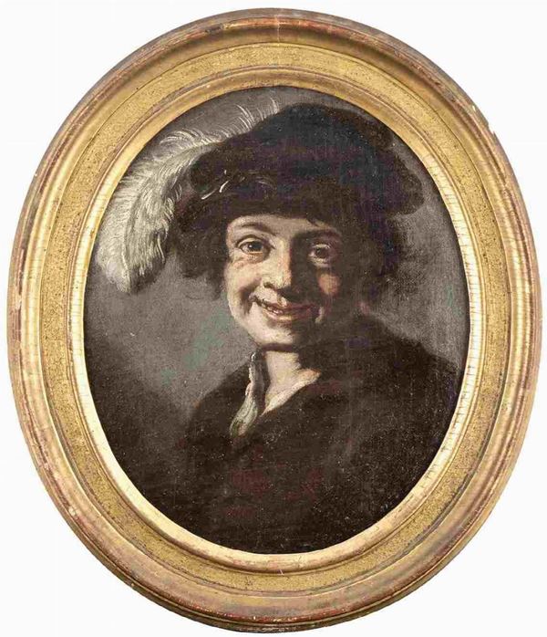 Ritratto di giovane con cappello piumato...  - Auction Dipinti e disegni antichi. Secoli XVI-XIX - Bertolami Fine Art - Casa d'Aste