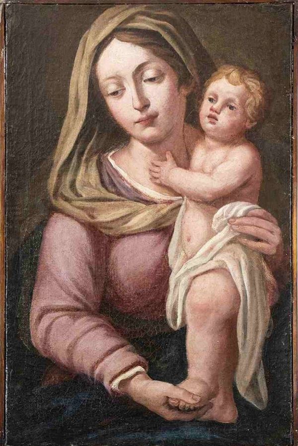 Madonna con Bambino...  - Asta Dipinti e disegni antichi. Secoli XVI-XIX - Bertolami Fine Art - Casa d'Aste