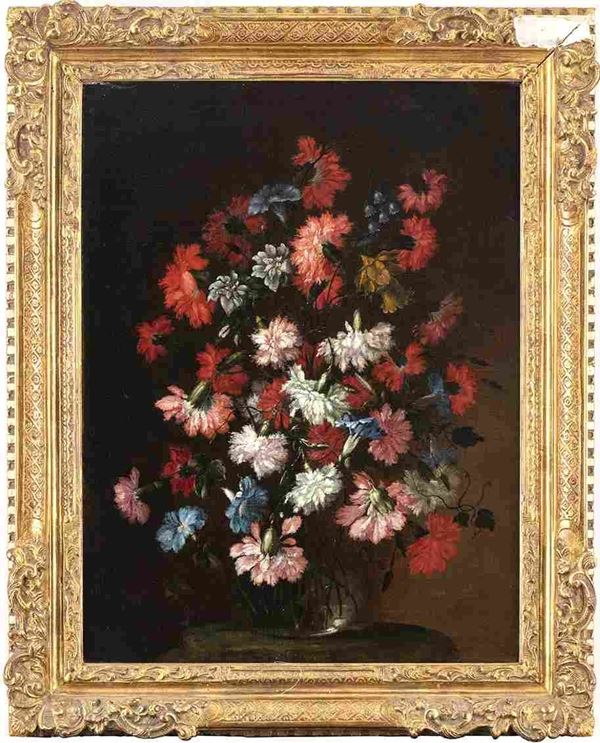 FRANCESCO CALDEI DETTO IL MANTOVANO (Mantova, 1584 - Venezia, 1674) , ATTRIBUITO : Vaso di fiori...  - Auction Dipinti e disegni antichi. Secoli XVI-XIX - Bertolami Fine Art - Casa d'Aste