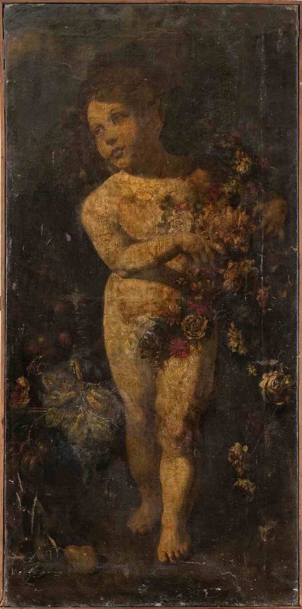 Putto con ghirlanda di fiori ...