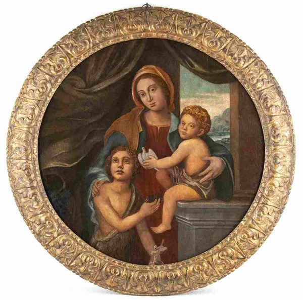 Madonna con Bambino...  - Auction Dipinti e disegni antichi. Secoli XVI-XIX - Bertolami Fine Art - Casa d'Aste