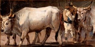 Carlo Coleman (pontefract, 1807 - Roma, 1874) - Mandriani con Buoi, 1840