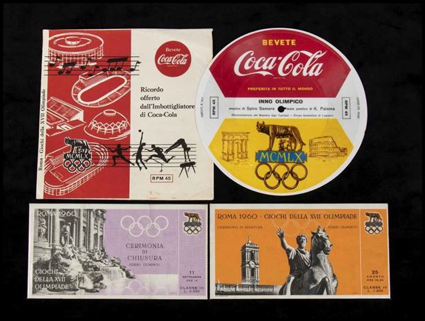 Olimpiadi Roma 1960 - Coca Cola - Disco Inno Olimpiadi e biglietti di ingresso...