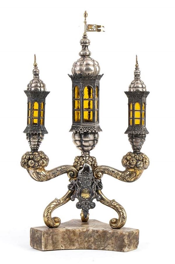 A particular Italian silver candelabrum - circa 1820, Venice (?)...