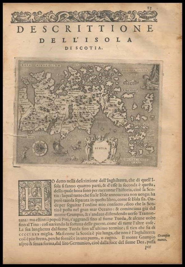 Girolamo Porro (1567-1599 (fl.)) : Descittione dell'isola di Scotia...  - Asta Stampe antiche, moderne e carte geografiche - Bertolami Fine Art - Casa d'Aste