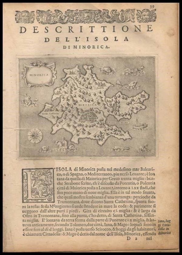 Girolamo Porro (1567-1599 (fl.)) : Descittione dell'isola Minorica...  - Asta Stampe antiche, moderne e carte geografiche - Bertolami Fine Art - Casa d'Aste