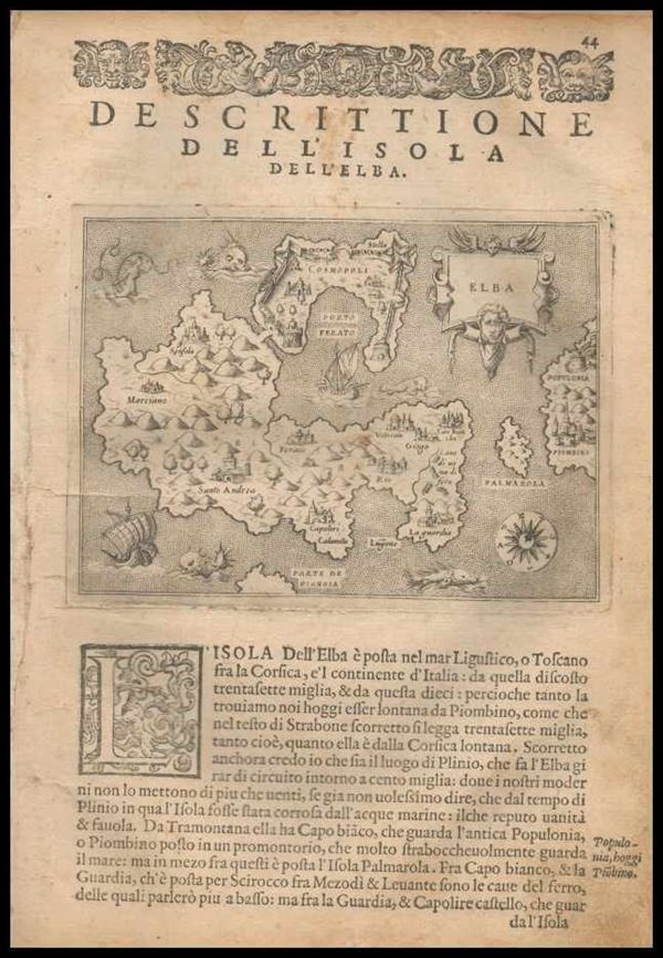 Girolamo Porro (1567-1599 (fl.)) : Descittione dell'isola dell'Elba...  - Auction Stampe antiche, moderne e carte geografiche - Bertolami Fine Art - Casa d'Aste