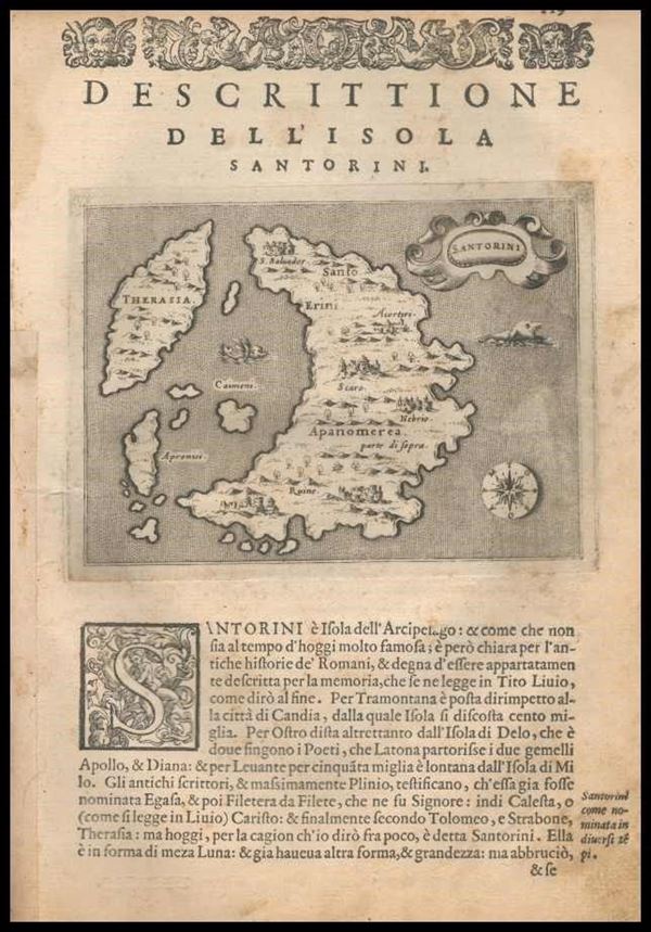 Girolamo Porro (1567-1599 (fl.)) : Descittione dell'isola di Santorini...  - Auction Stampe antiche, moderne e carte geografiche - Bertolami Fine Art - Casa d'Aste