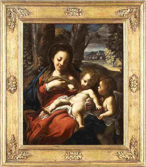 Antonio Allegri Correggio - Madonna con Bambino e un angelo "Madonna del Latte"...