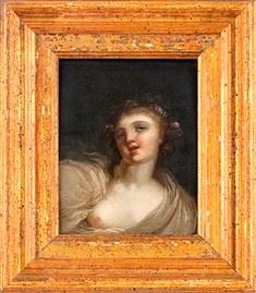 Jean Baptiste Greuze : Testa di baccante...  - Auction Dipinti e disegni antichi. Secoli XVI-XIX - Bertolami Fine Art - Casa d'Aste