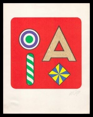 LUCIO DEL PEZZO : Lettera A, 1971  - Fotolitografia a 7 colori, 30 x 24 cm - Asta  [..]