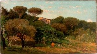 RAFFAELLO TANCREDI  (Resina, 1837 - Napoli, 1916 o 1924) - Dalla mia terrazza, 1905