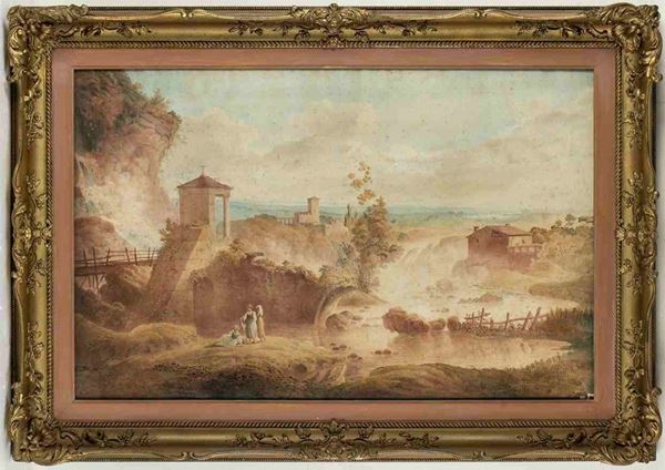 Capriccio di monumenti e paesaggi nei pressi di Terni...  - Asta Dipinti e disegni antichi. Secoli XVI-XIX - Bertolami Fine Art - Casa d'Aste