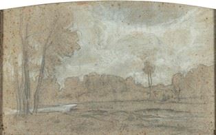 ANTONIO FONTANESI (Reggio nell'Emilia, 1818 - Torino, 1882) - Wooden landscape