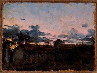 PIETRO FRAGIACOMO - Landscape with sunset