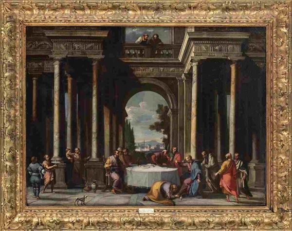 Giovanni Paolo Panini : Cena a casa di Simone Fariseo...  - Auction Dipinti e disegni antichi. Secoli XVI-XIX - Bertolami Fine Art - Casa d'Aste