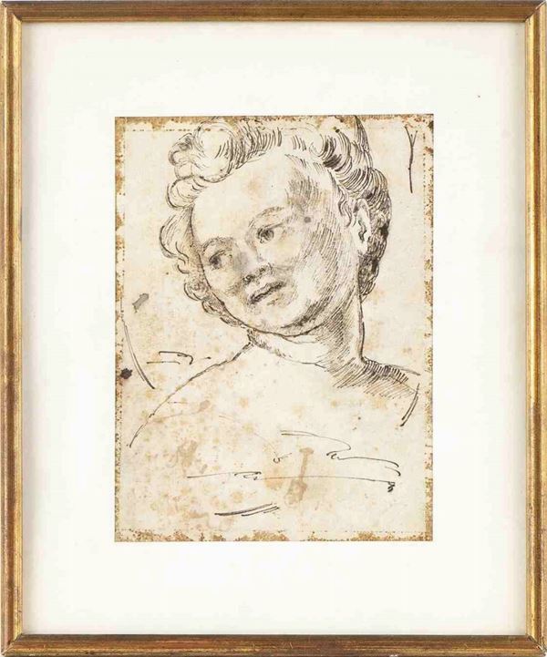 Testa di putto...  - Auction Dipinti e disegni antichi. Secoli XVI-XIX - Bertolami Fine Art - Casa d'Aste